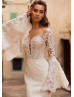 Beaded Ivory Lace Wedding Dress With Detachable Trumpet Sleeve Beaded Ivory Lace Wedding Dress With Detachable Trumpet Sleeve